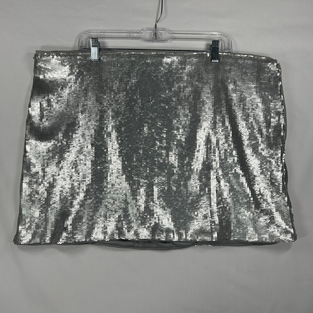 Future Collective Kahlana Barfield Brown Silver Sequin Mini Skirt 2X Party